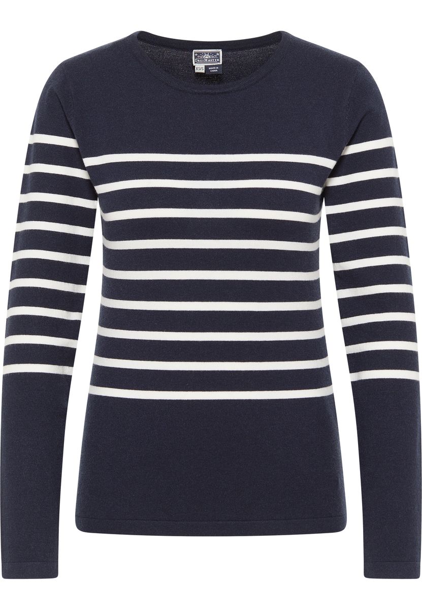 Klassischer gestreifter Marine-Strickpullover