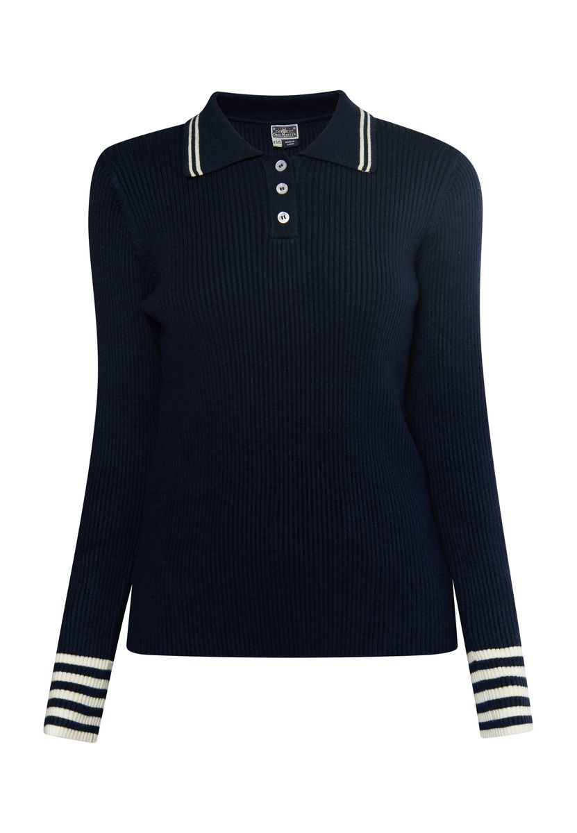 Rippstrick-Polopullover mit Streifen