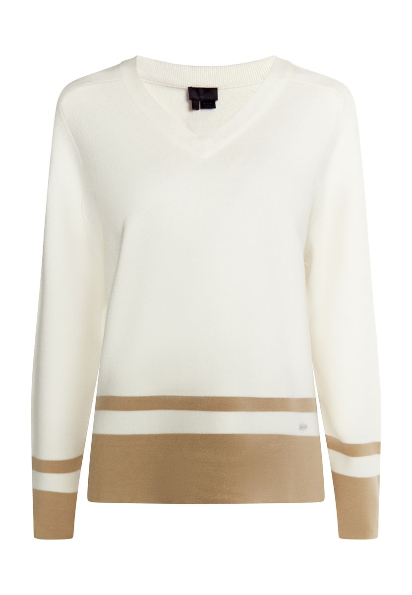 V-Ausschnitt Strickpullover mit Streifen