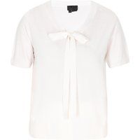 Kurzarm-Stricktop mit V-Ausschnitt und Schleife