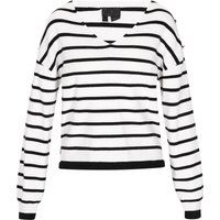 Gestreifter V-Ausschnitt Cropped Pullover