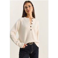 Entspannter Henley-Strickpullover