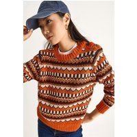 Strickpullover mit Ethno-Muster und Schulterknöpfen