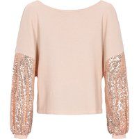 Lockerer Waffelstrick-Pullover mit Pailletten