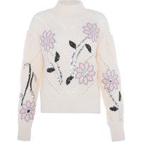 Bestickter Rollkragenpullover mit Blumenmuster