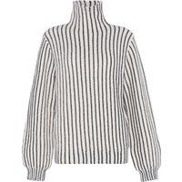 Gestreifter Rippstrick-Rollkragenpullover