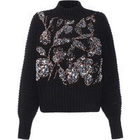 Strickpullover mit botanischer Pailletten-Verzierung