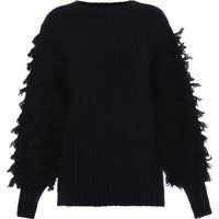 Rippstrickpullover mit Fransenärmeln