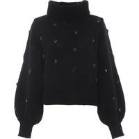 Verzierter Rollkragenpullover mit Laternenärmeln