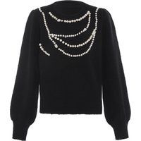 Verzierter Strickpullover mit Perlenbesatz