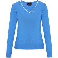 V-Ausschnitt-Pullover mit Kontrastbesatz