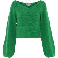 Kurzer Strickpullover mit weitem Ausschnitt