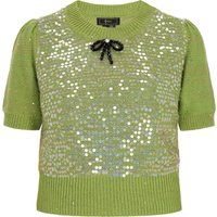 Kurzarmpullover mit Pailletten-Verzierung