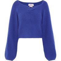 Kurz geschnittener Strickpullover mit V-Ausschnitt