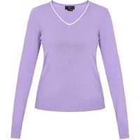 V-Ausschnitt Pullover mit Kontrastbesatz