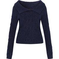 Funkelnder Strickpullover mit Umschlagkragen