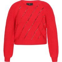 Strickpullover mit Pailletten und Zopfmuster