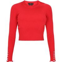 Gerippter Crop-Pullover mit Langarm