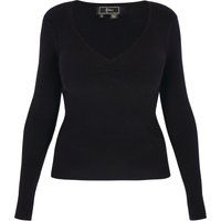 Gerippter V-Ausschnitt Slim-Pullover