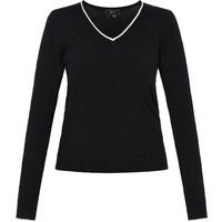 V-Ausschnitt Pullover mit Kontrastbesatz