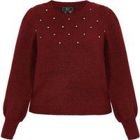 Verzierter Strickpullover mit Puffärmeln