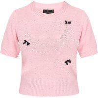 Verzierter Kurzarm-Strickpullover