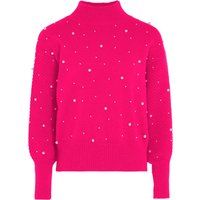 Perlenbesetzter Strickpullover mit Stehkragen
