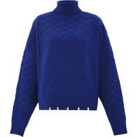 Strukturierter Rollkragenpullover mit Destroyed-Saum