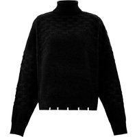 Strukturierter Rollkragenpullover mit Distressed-Saum
