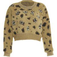 Verzierter Cropped-Pullover mit Leopardenmuster