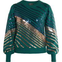 Strickpullover mit diagonalen Paillettenstreifen