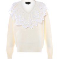 Strickpullover mit großem Spitzenkragen