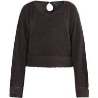 Flauschiger Strickpullover mit Rückenausschnitt