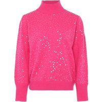 Pailletten-Strickpullover mit Stehkragen