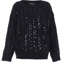 Pailletten-Zopfstrickpullover