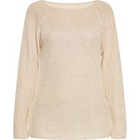 Glänzender Strickpullover mit U-Boot-Ausschnitt