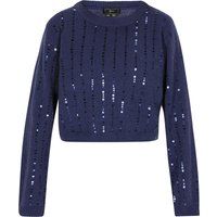 Kurzer Strickpullover mit Paillettenbesatz