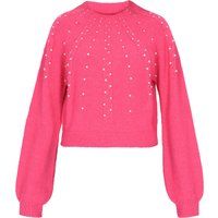 Strickpullover mit Perlenverzierung und Rundhalsausschnitt