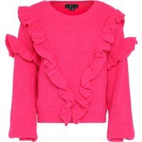 Rippstrickpullover mit Kaskaden-Rüschen