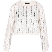 Kurzer Strickpullover mit Paillettenbesatz