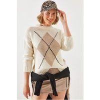 Grobstrickpullover mit geometrischem Argyle-Muster