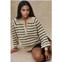 Gestreifter Henley-Strickpullover