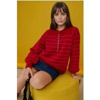 Gestreifter Henley-Strickpullover