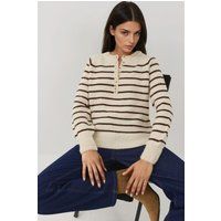 Gestreifter Henley-Strickpullover