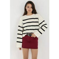 Gestreifter Kurzpullover im Relaxed-Fit