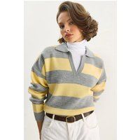 Gestreifter Strick-Polopullover