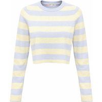 Gestreifter Gerippter Cropped-Pullover