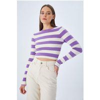 Gestreifter gerippter Kurzpullover