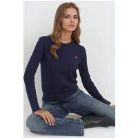 Zopfstrickpullover mit Herz-Stickerei