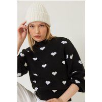 Strickpullover mit Herz-Intarsienmuster